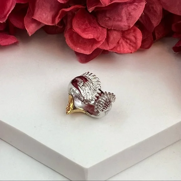 Boho Tribal Gold and Silver Eagle Ring Cuff - Picture 9 of 11